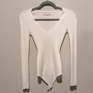 Abercrombie White Ribbed Sweater Bodysuit
